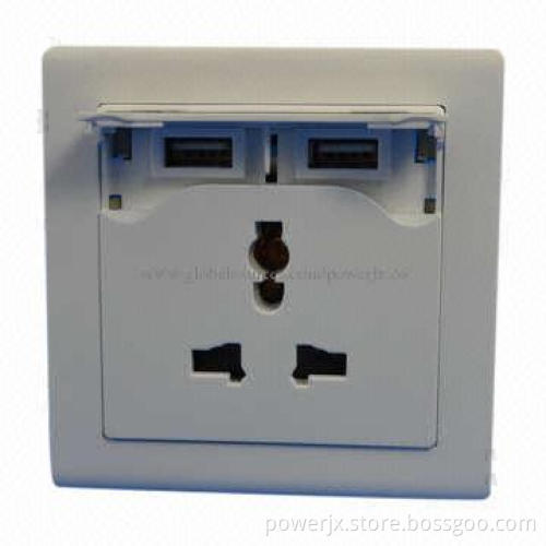 Electric Switch and Socket with 5V/2,100mA Dual USB Port Interface